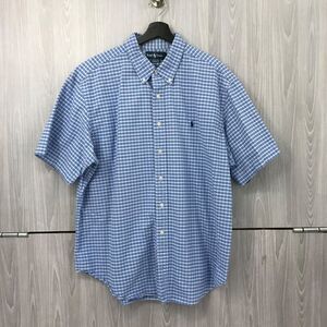 Ralph Lauren Classic Fit Button Up Shirt Men's XXL Blue Plaid Oxford‎ Cotton